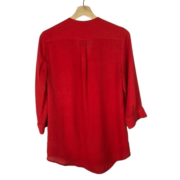 Express Red Henley 3/4 Long Sleeve Blouse S - Picture 2 of 4